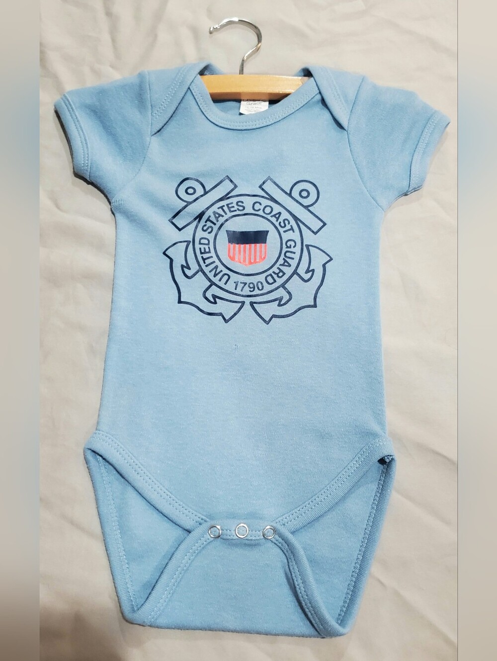 Light Blue United States Coast Guard Baby Bodysuit - Crew Graphic